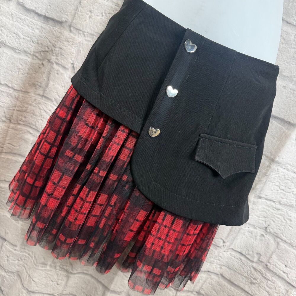 Punkrave Plaid Micro Mini Skirt Womens Size XS High Waisted  Layered Goth